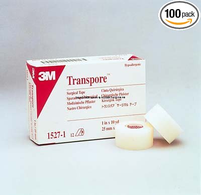 Transpore Standard Hypoallergenic Porous Plastic Surgical Tape 1" x 11/2 yds Pack of 100 52464538