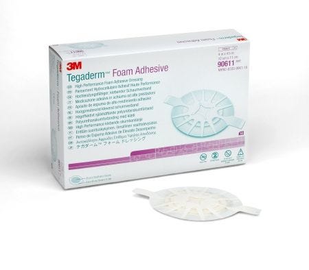Tegaderm 90611 Foam Dressing 4 X 4-1/2 Inch Oval Adhesive with Border Sterile. Box of 10