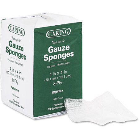Caring Woven Non-Sterile Gauze Sponges, Bag of 200, 4 Pack (800 Total) 87323892